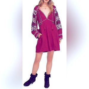 FREE PEOPLE All My Life Embroidered Smocked Dress - Size XS